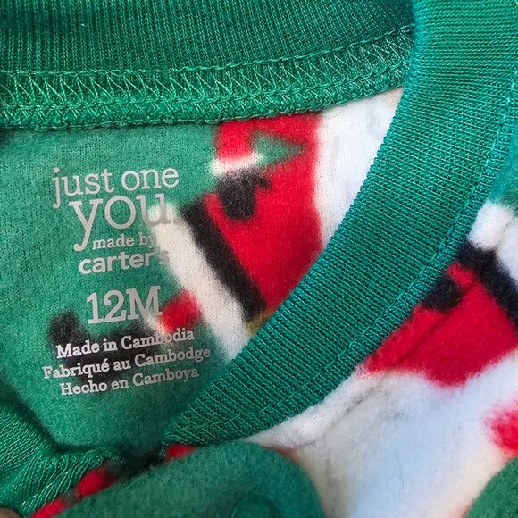 Carter's Baby Boy Fleece Santa Footed Zip Up Sleeper 12M - Picture 2 of 3